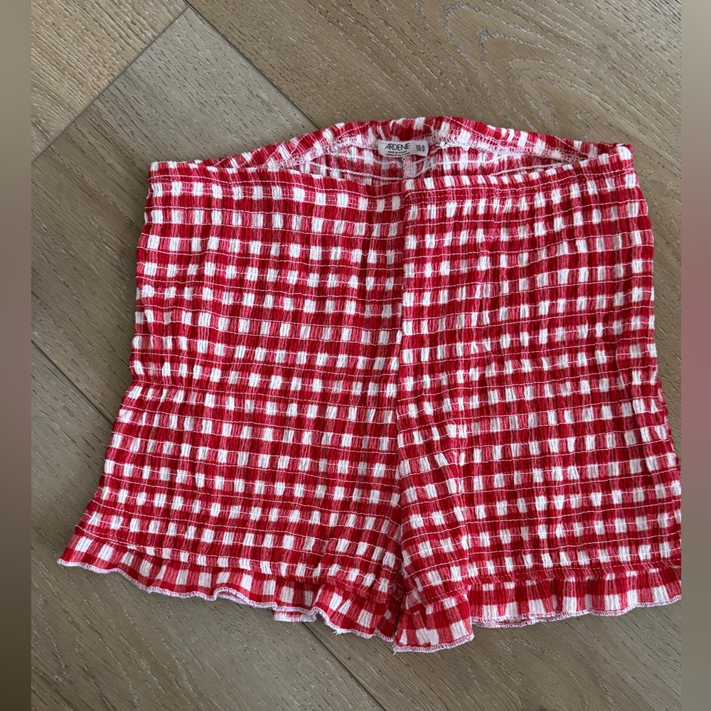 Ardene Red and White Checkered High Waist Shorts